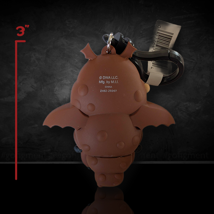 3-inch How to Train Your Dragon Meatlug PVC foam bag clip keychain with attached black clasp