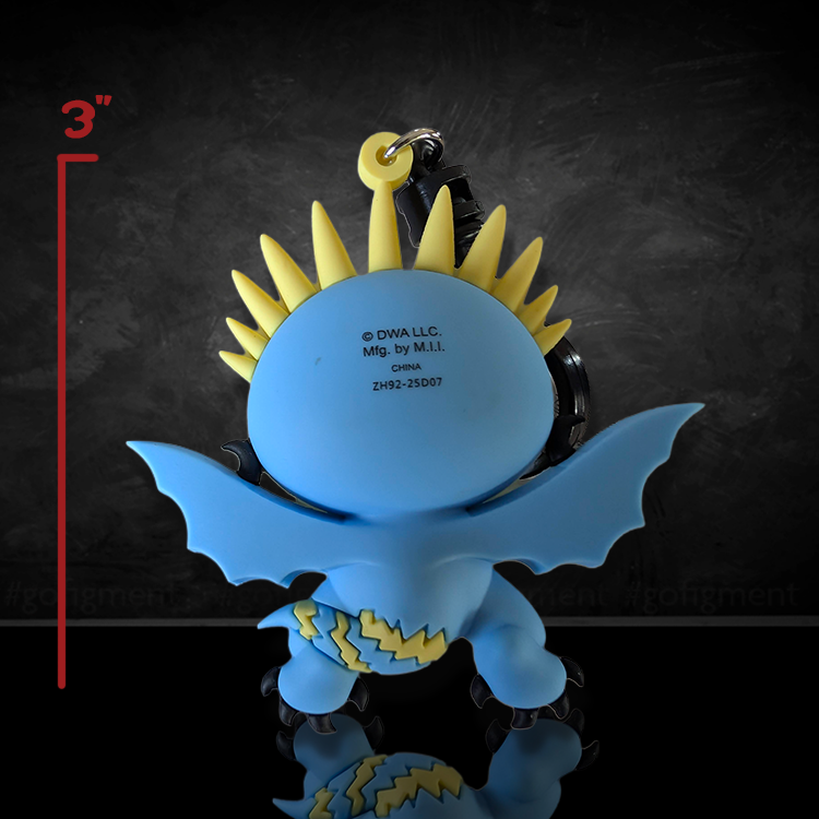 Back view of How to Train Your Dragon Stormfly Deadly Nadder 3D PVC foam bag clip measuring 3 inches tall