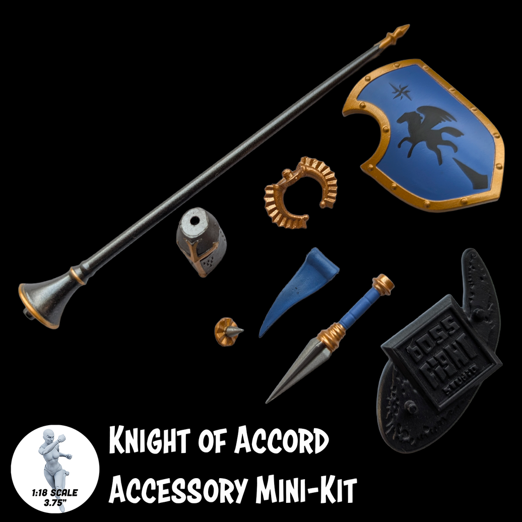 1:18 Scale Knight of Accord Mini Gear Kit (Knight Shield and Lance Pack for 3.75" - 4" Figures) by Boss Fight Studio Llc