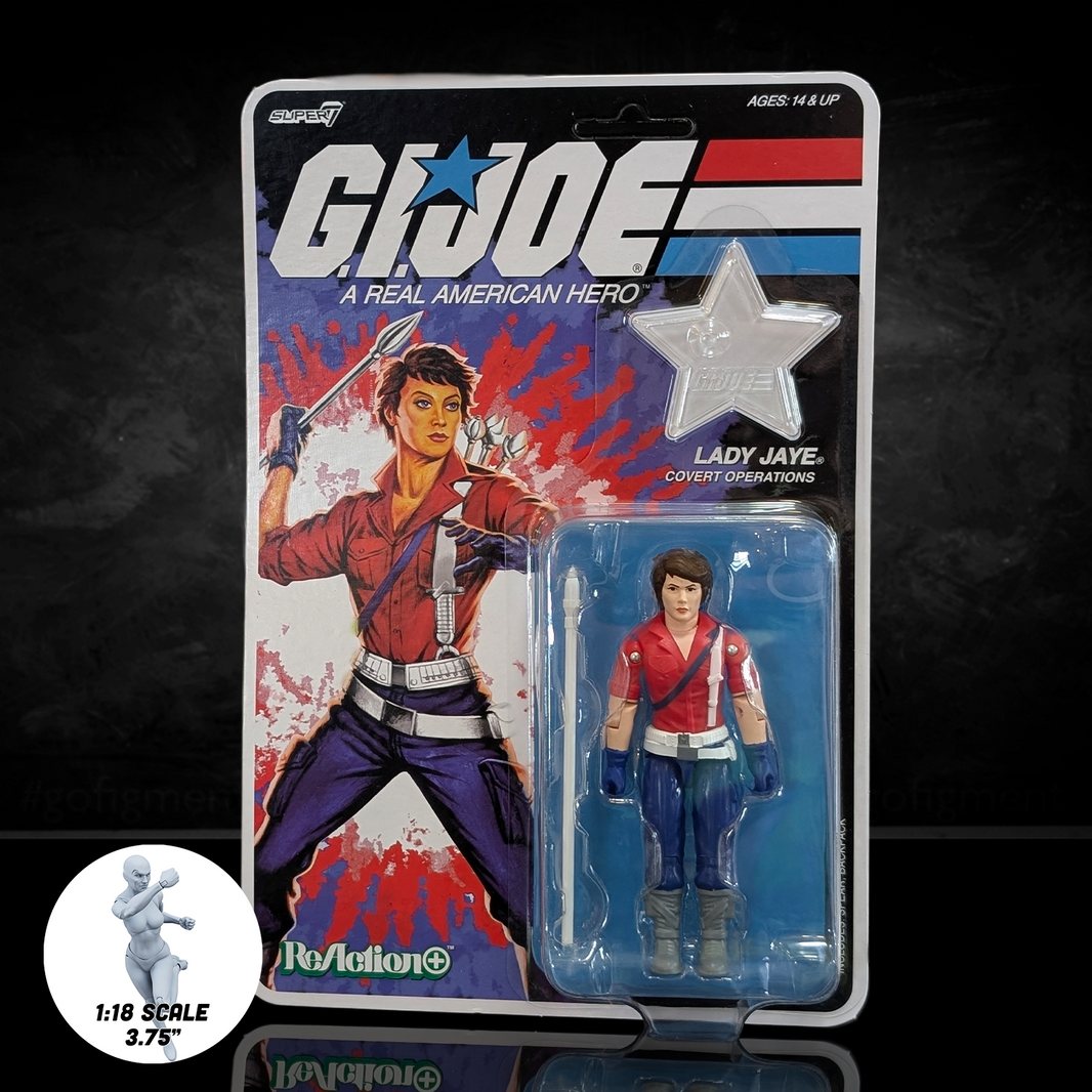 G.I. Joe Lady Jaye (America's 250th Anniversary) 3 3/4-Inch ReAction+ Figure by Super7 new in box with weapon accessory