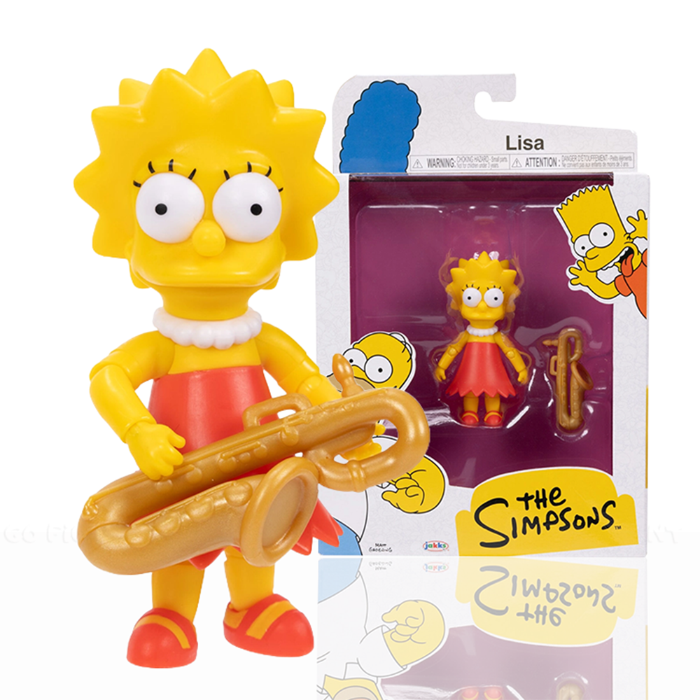Lisa Simpson with Saxaphone Wave 2 Action Figure The Simpsons 5in Scale by Jakks Pacific, collectible toy