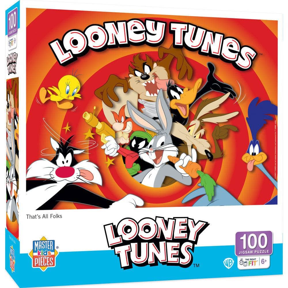 Looney Tunes That's All Folks 100 Piece jigsaw puzzle by Master Pieces with classic characters on box front