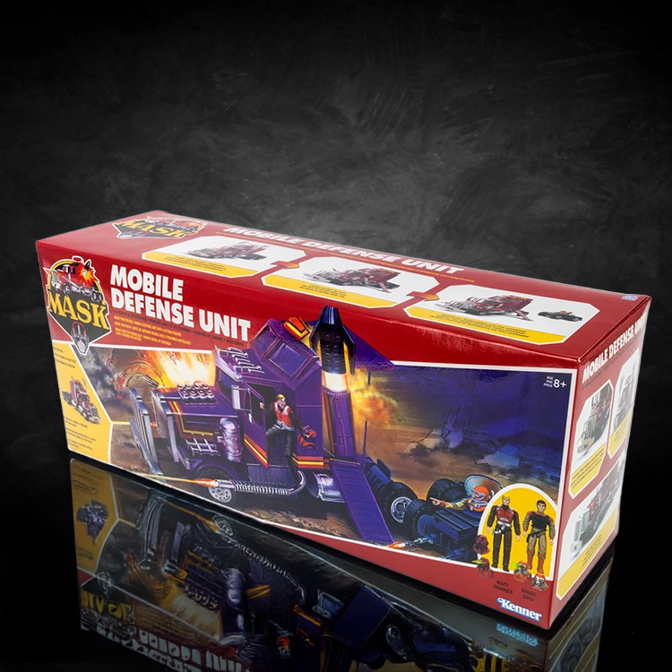 The Loyal Subjects M.A.S.K. Mobile Defense Unit action figure playset in retro packaging with figures and vehicle features