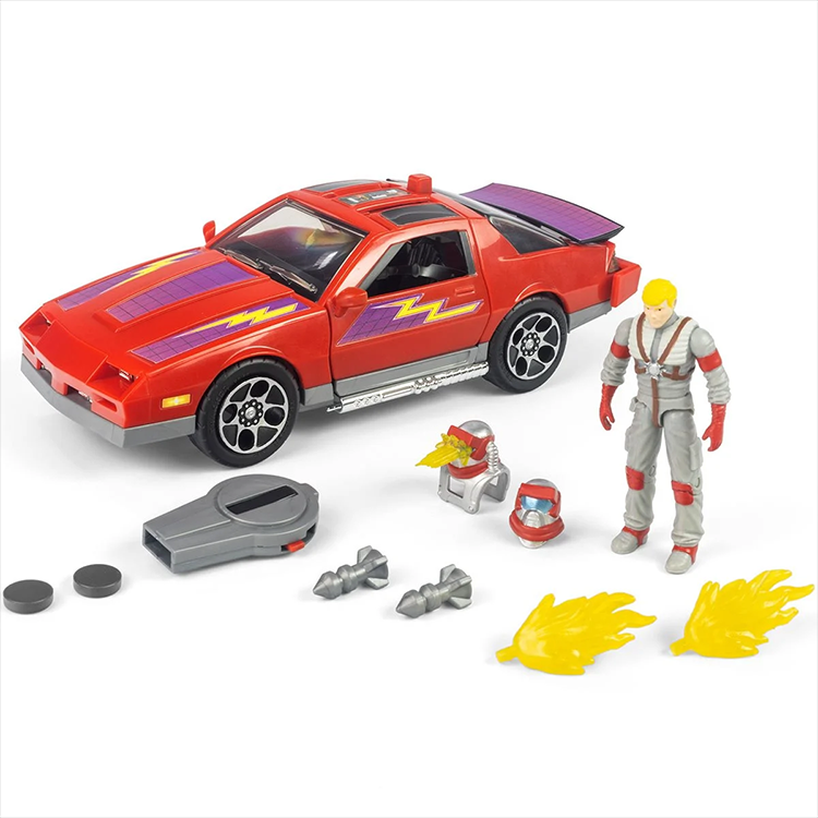 Loyal Subjects M.A.S.K. Thunderhawk red sports car with transforming jet features and Matt Trakker figure accessories