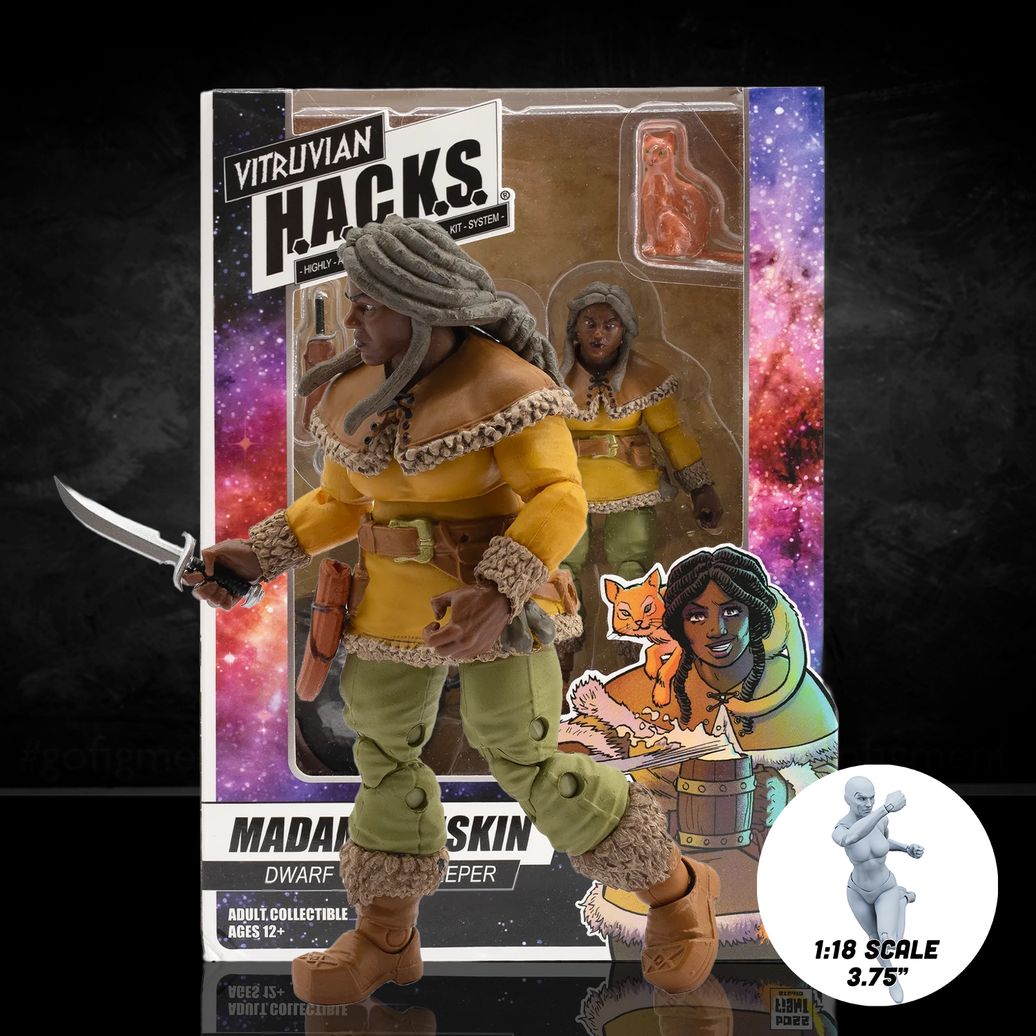 Madame Ruskin Dwarf Tavern Keeper Vitruvian H.A.C.K.S. Series 2 Fantasy 4" Figure