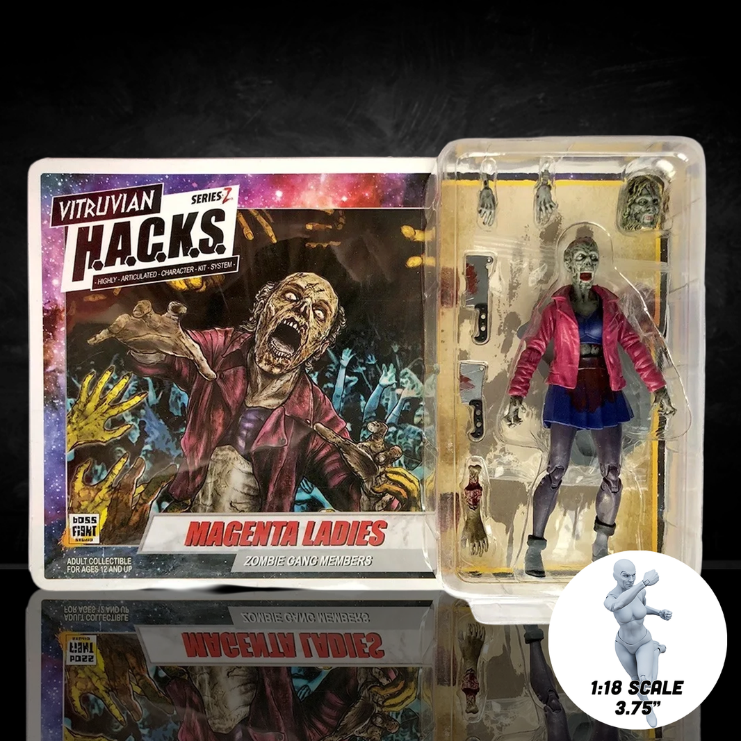 Vitruvian H.A.C.K.S. Series Z Magenta Ladies 4" Action Figure - Zombie Gang Member