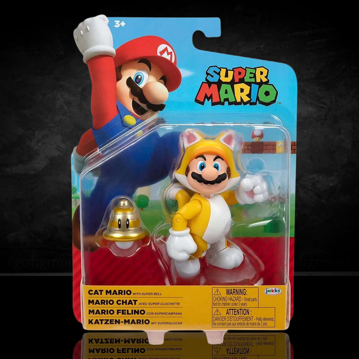 Super Mario 4-inch Cat Mario with Super Bell Action Figure - Wave 48 (2025) by Jakks Pacific in packaging