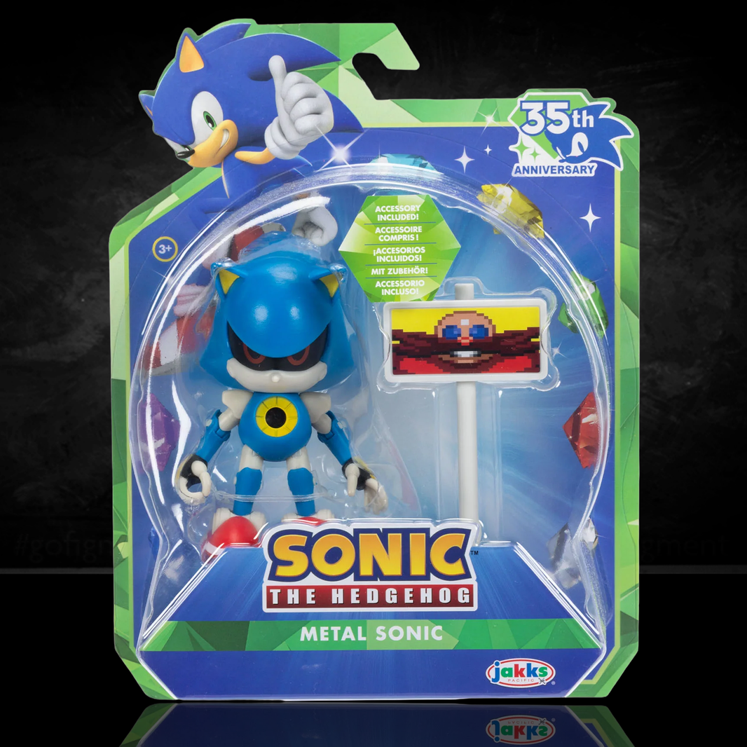 Metal Sonic the Hedgehog Collector's 35th Anniversary Edition Action Figure – Jakks Pacific 4in articulated figure Wave 23