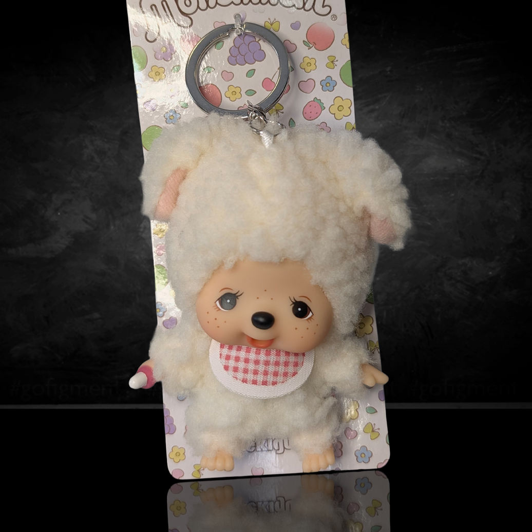 4" Monchhichi Keychain - Chamu Sheep Mascot - Authentic Plush Mascot, NWT