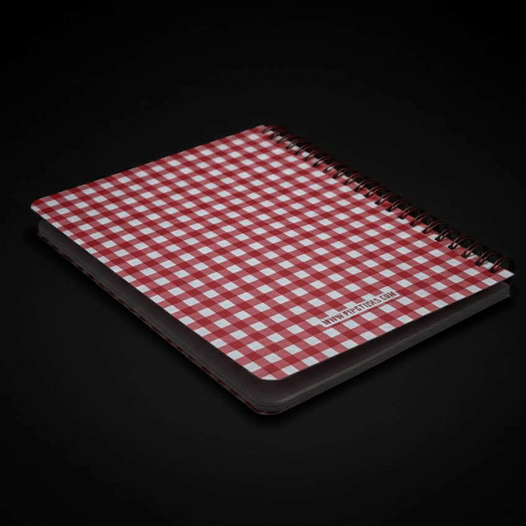 Go Figment red gingham reusable sticker book with spiral binding and besties theme on black background