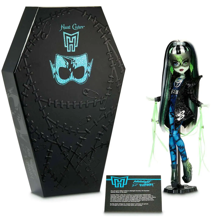 Frankie Stein Mattel Monster High Haunt Couture Midnight Runway 10.5 Inch Fashion Doll in coffin packaging