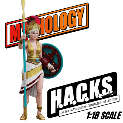Mythology HACKS 1:18 scale female warrior figure holding a spear and shield