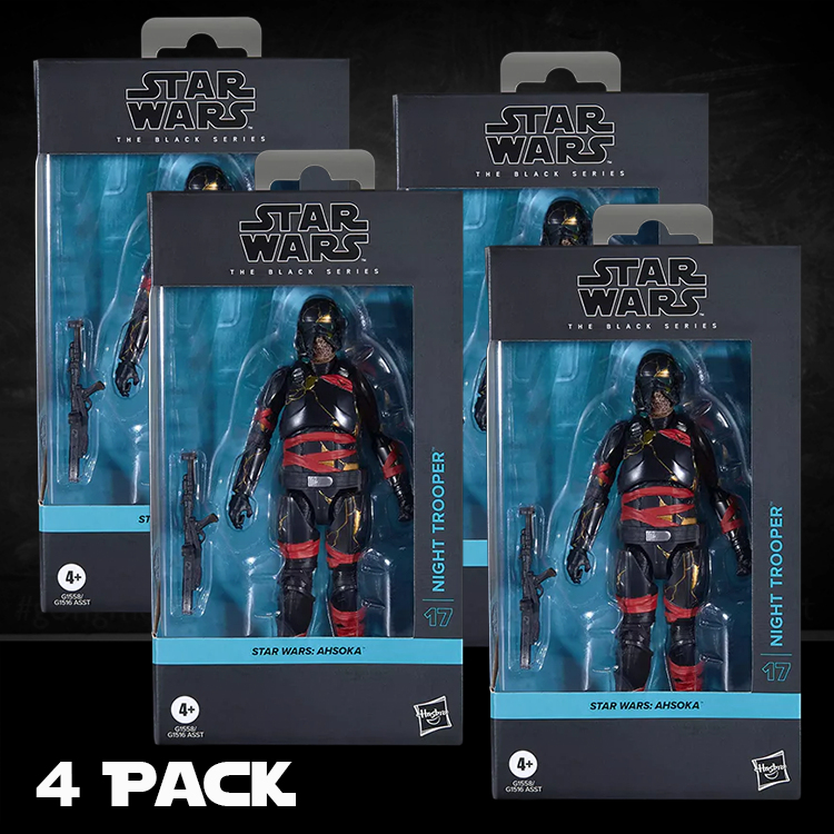 Hasbro Star Wars Black Series Night Trooper 4-pack figures featuring zombie jaw design from Ahsoka series.