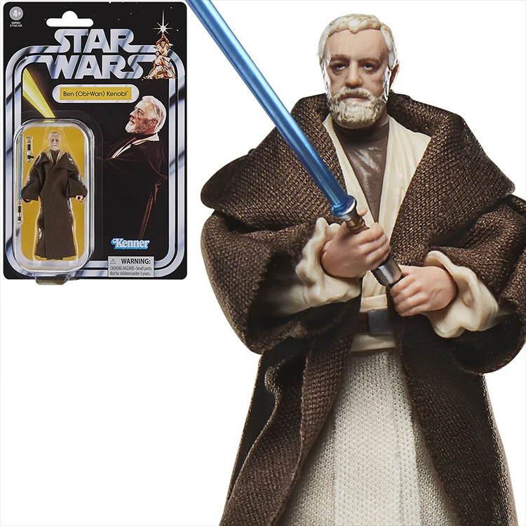 Star Wars Vintage Collection 3 3/4-inch Ben Obi-Wan Kenobi action figure with Kenner packaging and blue lightsaber