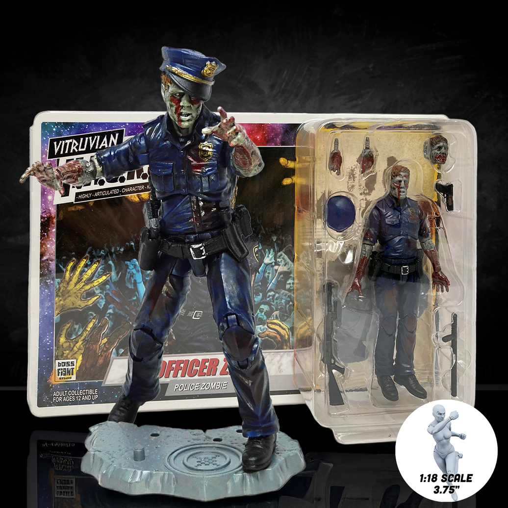 Officer Zed Police Zombie Vitruvian HACKS Series 1 Action Figure 1:18 Scale
