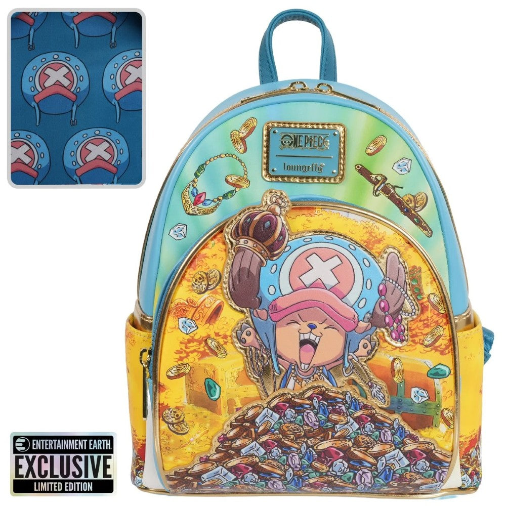 One Piece Tony Tony Chopper treasure mini-backpack by Loungefly with jewel and coin design Entertainment Earth exclusive