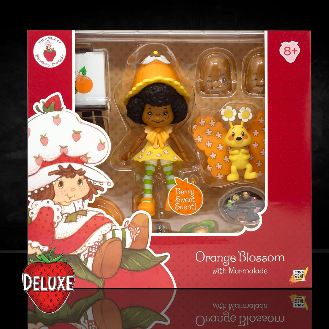 Boss Fight Studio Llc Orange Blossom action figure with yellow hat, green-striped stockings, and Marmalade pet with flower decorations