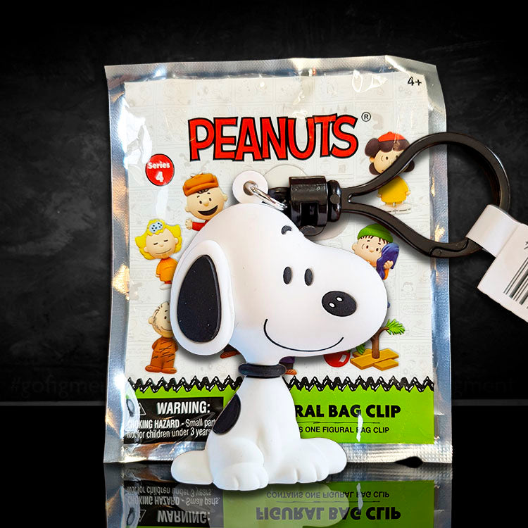 Monogram Peanuts Series 4 Snoopy figural bag clip in classic sitting pose with signature smile collectible accessory