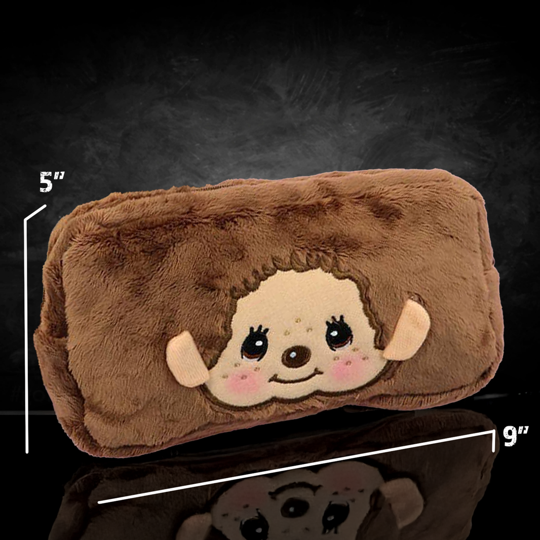 Official Sekiguchi Monchhichi Square Plush Pouch – Soft-Spacious Character Organizer