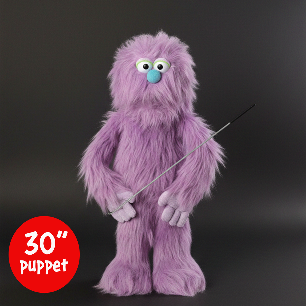 Silly Puppets Gumboil Purple Monster Puppet - 30" Furry Puppet with Movable Mouth, Arm Rod