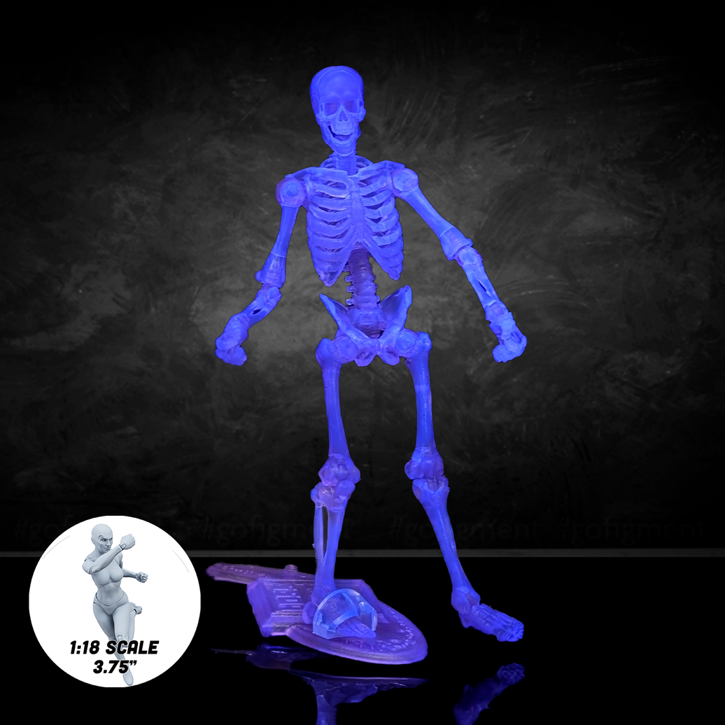 Vitruvian H.A.C.K.S. Purple Translucent Skeleton Blank 1:18 Scale Premium Action Figure - Blacklight Activated