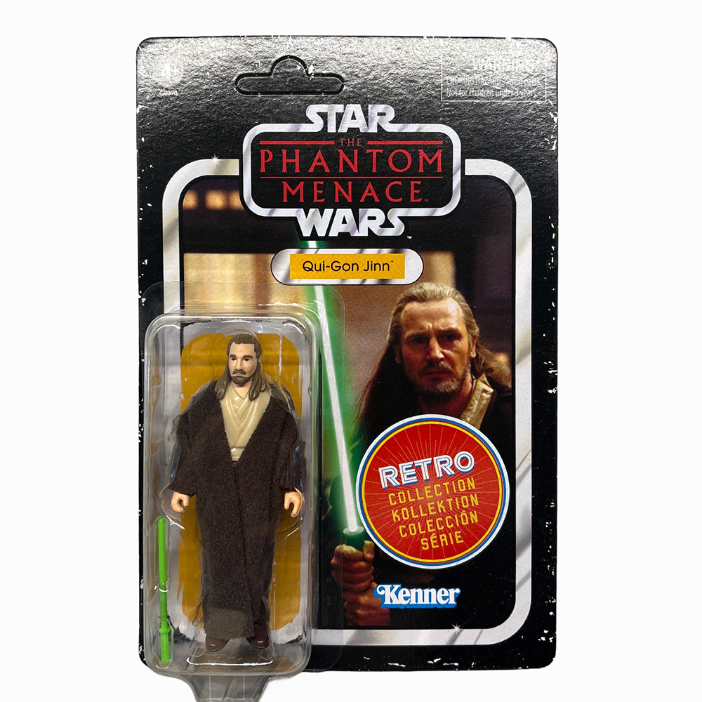 Qui-Gon Jinn Star Wars Retro Collection Action Figure in case Kenner packaged figure with lightsaber
