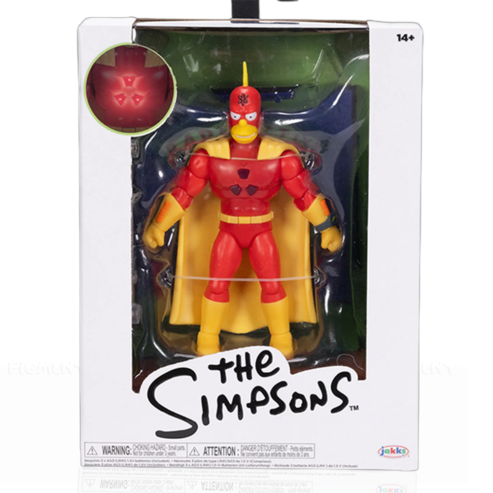 Radioactive Man Premium Action Figure The Simpsons 5in Scale by Jakks Pacific in original package with cape and mask accessory