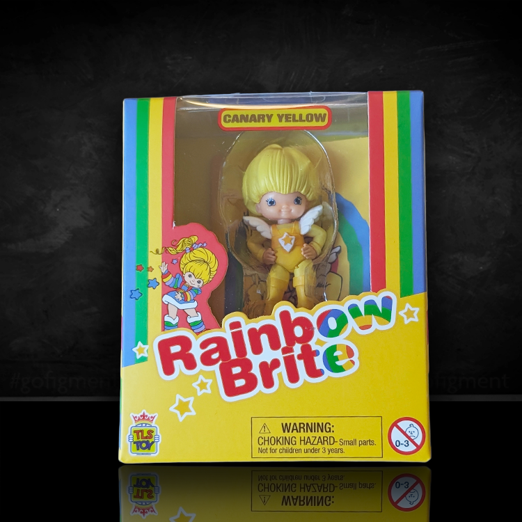 Rainbow Brite 2.5 inch Canary Yellow collectible figure in original packaging by Loyal Subjects with colorful box design