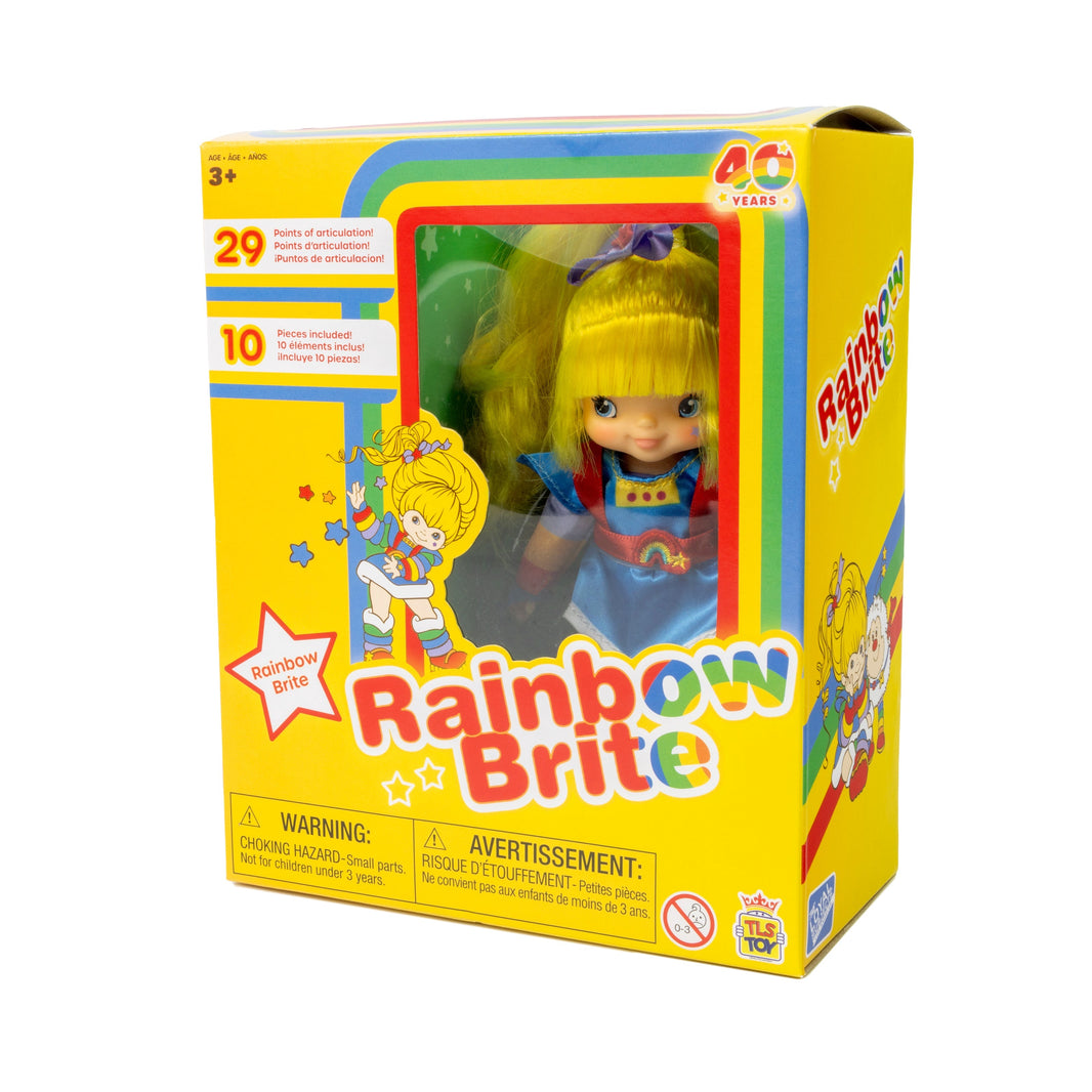 Rainbow Brite 5.5 inch fashion doll by Loyal Subjects in colorful packaging celebrating 40 years