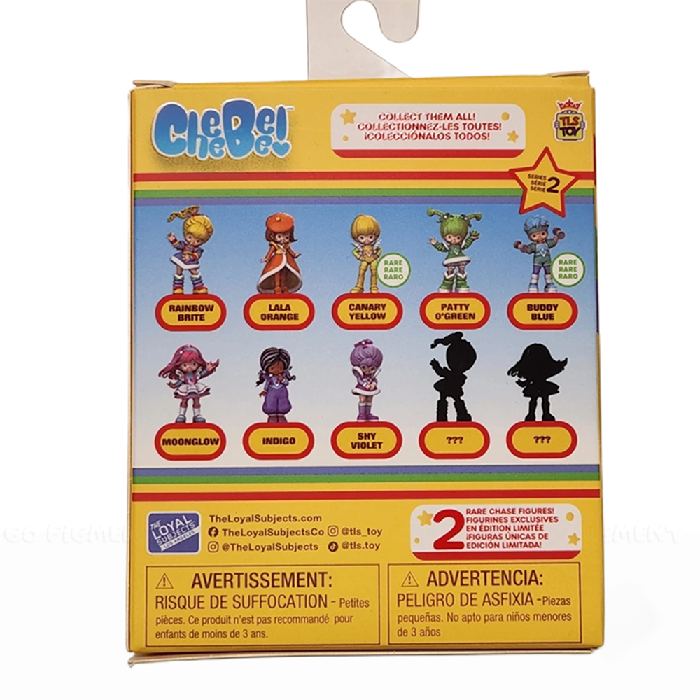 Back packaging showing full character lineup for Buddy Blue 2.5" Collectible Figures Wave 2 - 40 Years of Rainbow Brite by Loyal Subjects.