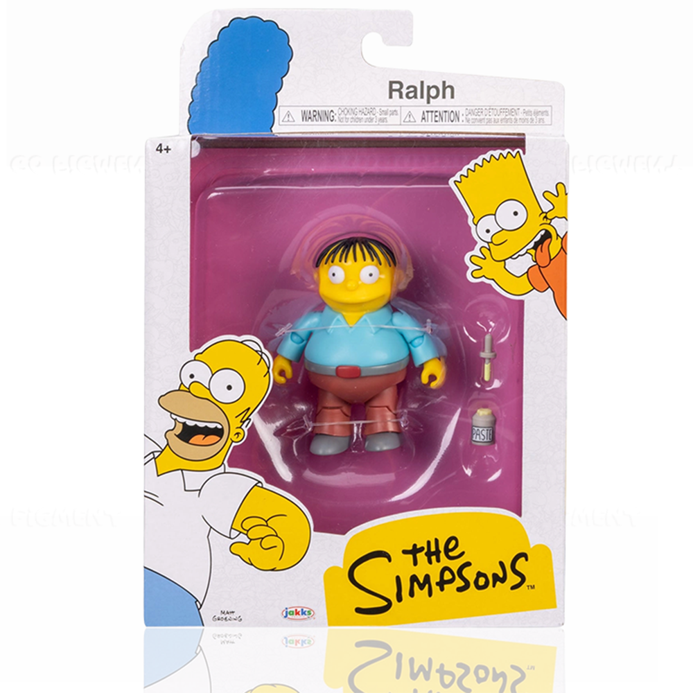 Ralph Wiggum with Paste Jar Action Figure The Simpsons 5in Scale by Jakks Pacific in packaging with Simpsons characters artwork