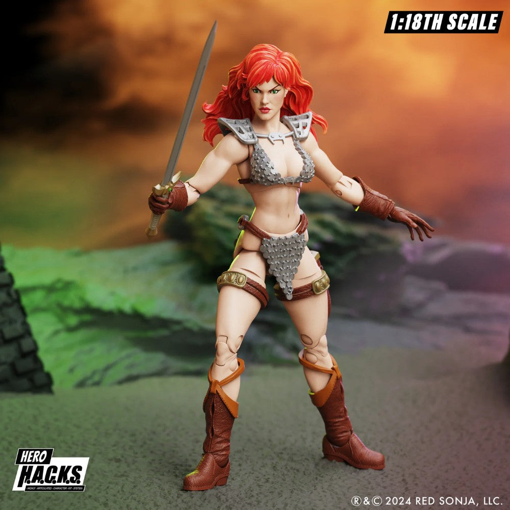 Red Sonja Hero H.A.C.K.S. 1:18 Scale Action Figure - Boss Fight Studio with sword and detailed armor in dynamic pose
