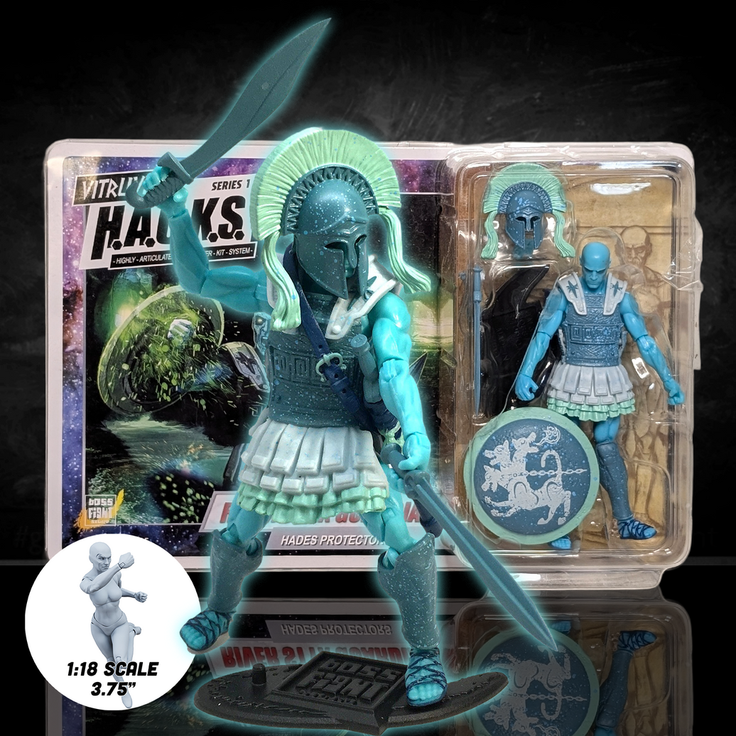 River Styx Guardian Vitruvian H.A.C.K.S. Action Figure Spectral Spartan of the Underworld 1:18 Scale
