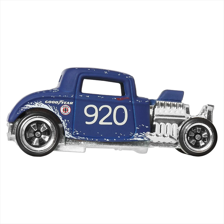 Mattel Hot Wheels Vintage Racing 1932 Ford die-cast car model with detailed racing design in blue finish
