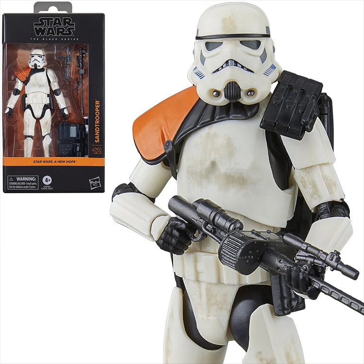 Hasbro Star Wars The Black Series Sandtrooper 6-inch figure with detailed desert armor and accessories