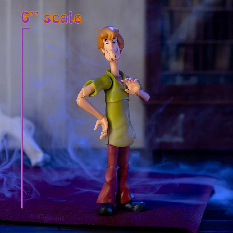 Detailed 6-inch Shaggy Rogers action figure from Scooby-Doo by Jada Toys, posed with hand raised.