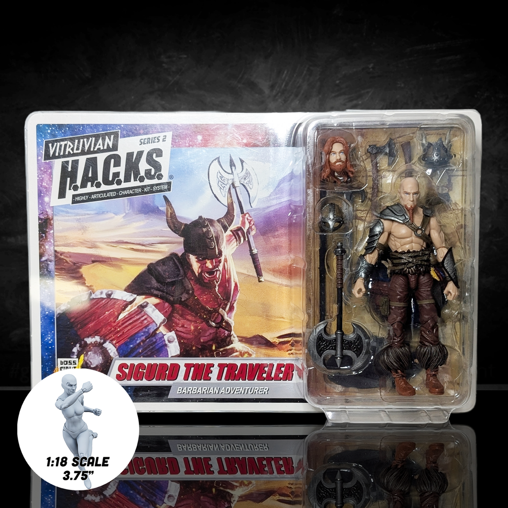 Vitruvian H.A.C.K.S. Action Figure: Sigurd the Unconquerable – Rugged Barbarian Adventurer 1:18 Scale