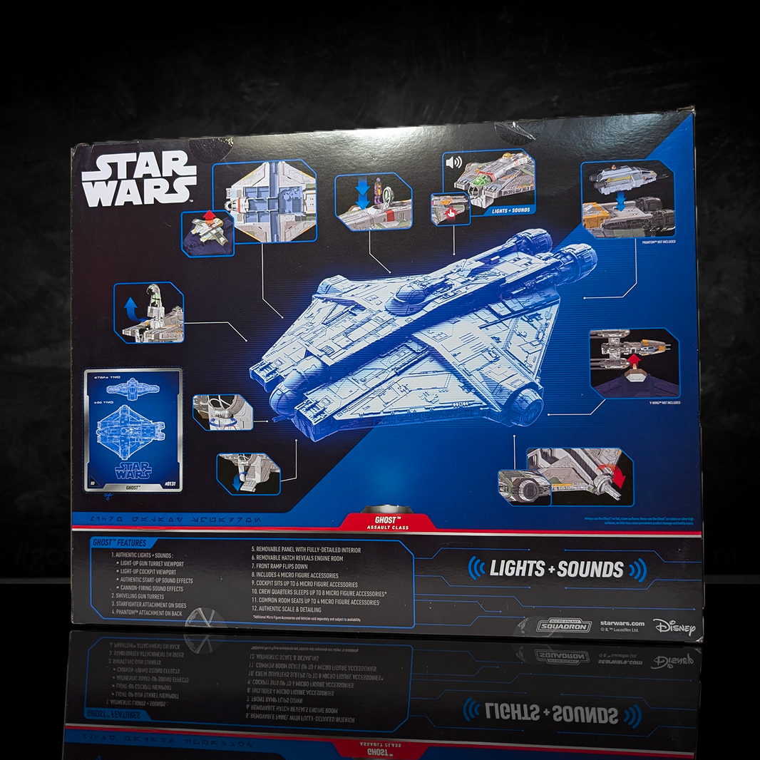 Star Wars Micro Galaxy Ghost 15" Vehicle Lights Sounds 4 Figures Rebels New by Disney with detailed ship and accessories.