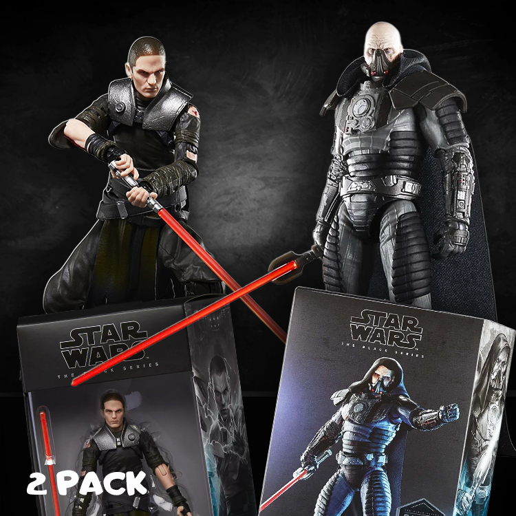 Hasbro Star Wars Black Series 6-inch Darth Malgus and Starkiller action figures two-pack with lightsabers