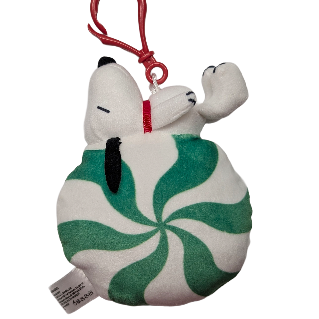 Snoopy on Green Mint Peanuts Super Duper Plush Holiday Keychain Super7 green mint swirl design