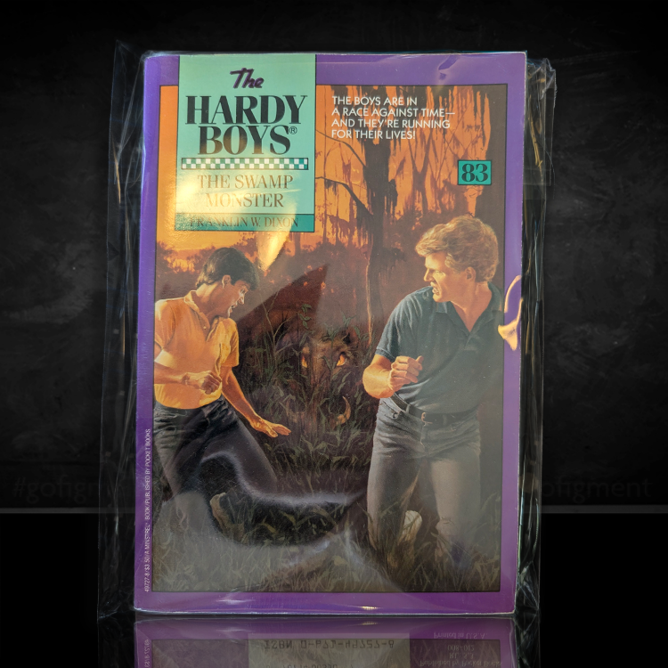Hardcover of The Hardy Boys #83 The Swamp Monster 1985 edition by Simon & Schuster with turquoise cover art