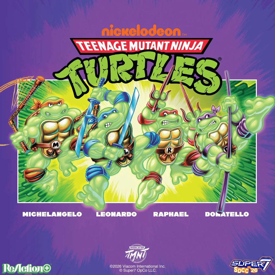 Teenage Mutant Ninja Turtles Mutagen Ooze Glow-in-the-Dark ReAction+ Action Figure 4-Pack by Super7 3.75-Inch
