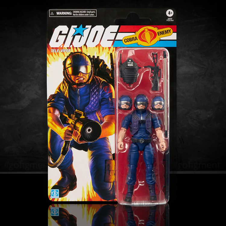 G.I. Joe Classified Series Retro Cardback Tele-Viper 6-inch action figure with three heads and accessories in vintage style packaging