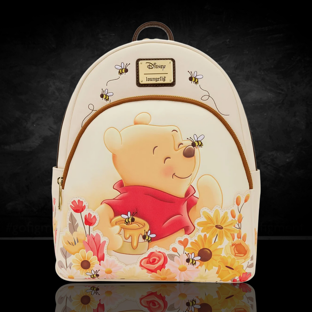 Winnie the Pooh Floral Bee Mid-Size Backpack by Disney featuring Pooh with honey pot and floral bee design