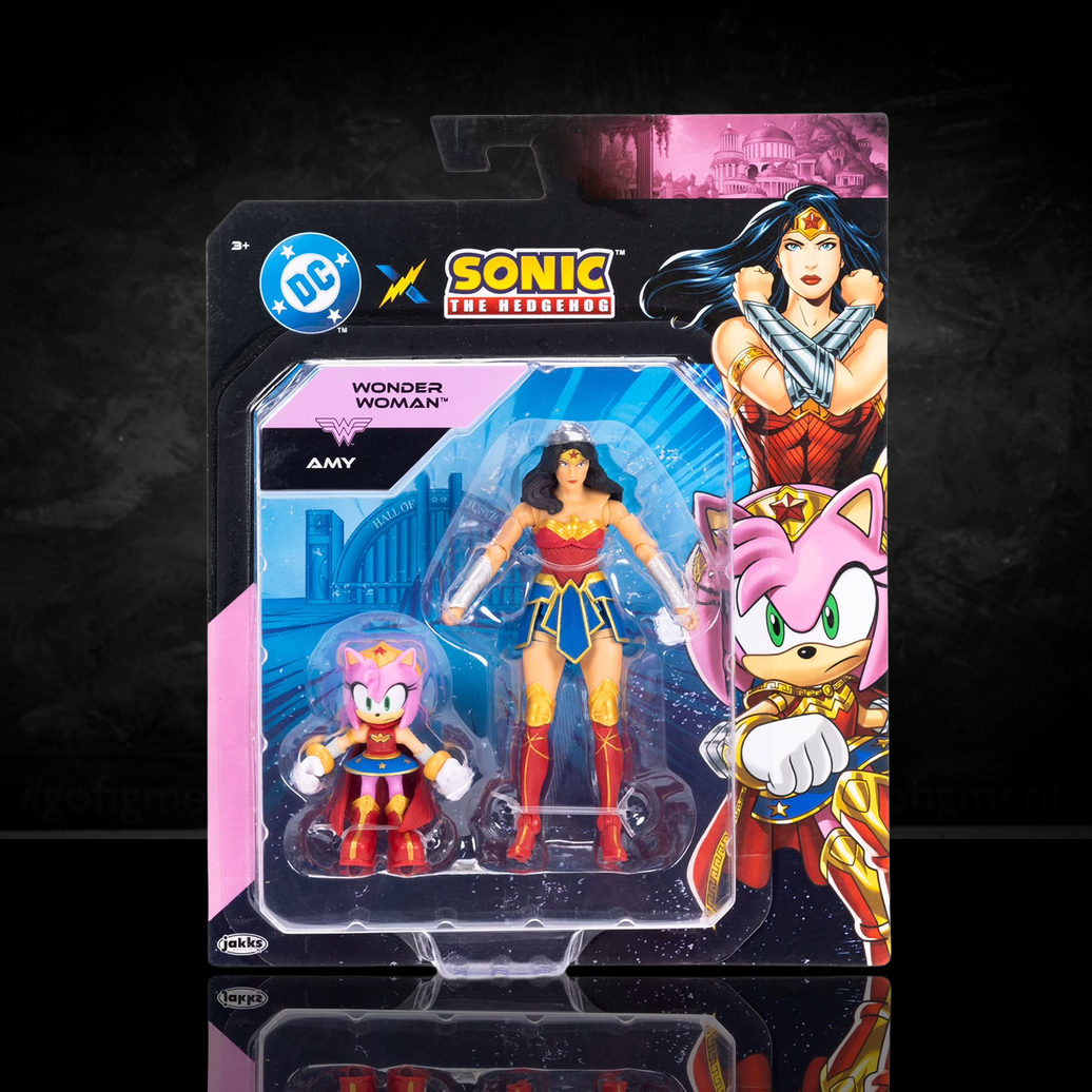 DC x Sonic the Hedgehog Amy as Wonder Woman & Wonder Woman 2-Pack Action Figures - Heroic Crossover Collectibles