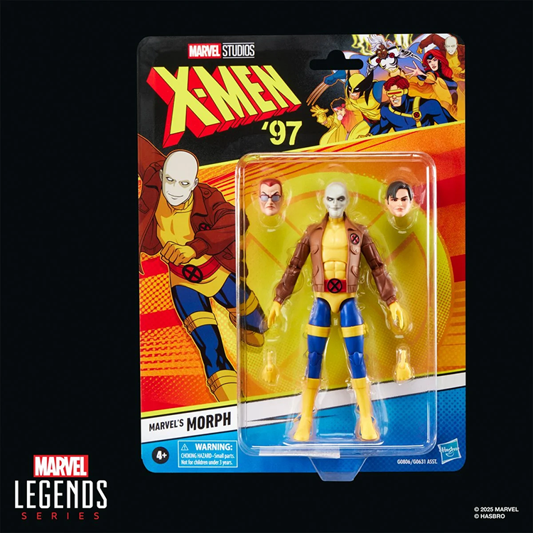 Hasbro Marvel Legends 6-inch Morph action figure in X-Men '97 packaging with alternate heads and hands.
