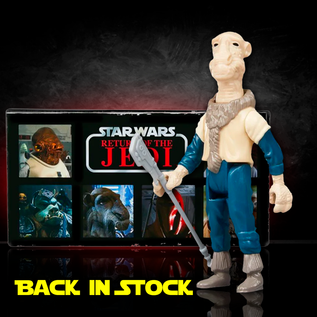 Kenner Yak Face action figure from Star Wars Return of the Jedi Retro Collection with display box background