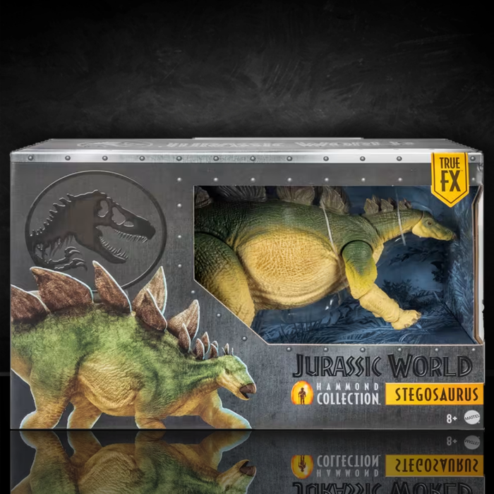 Jurassic World Hammond Collection Stegosaurus dinosaur figure in window box packaging by Mattel with True FX label