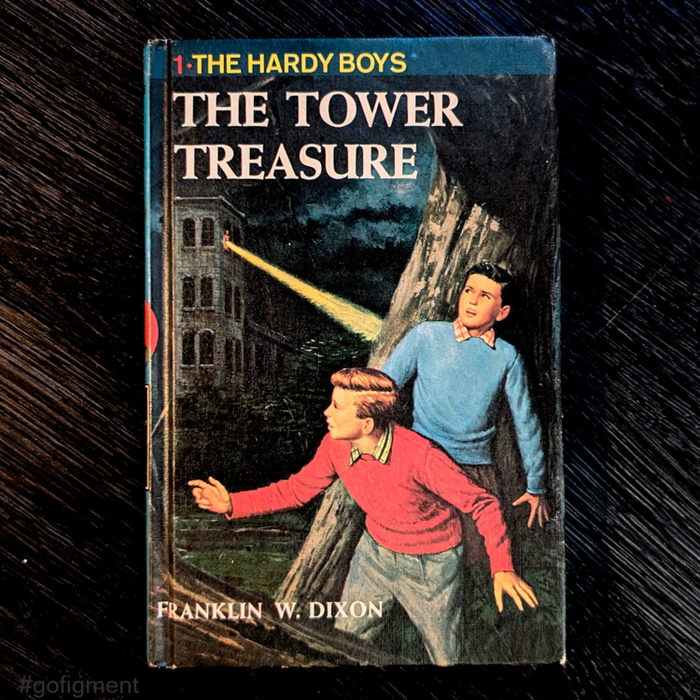 01 The Tower Treasure (Blue Bar/1959): Vintage Hardy Boys Book Blue-Back image 0