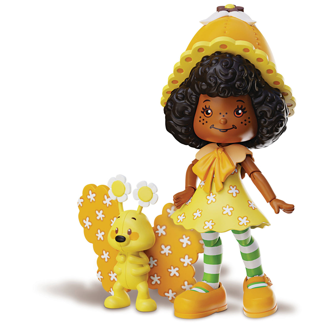 Boss Fight Studio Llc Orange Blossom figure with curly hair, yellow dress, striped socks, flower hat, and butterfly companion accessory